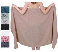 Betz Drap de Bain XXL 100x200 cm - 1 pièce - pour Sauna et Plage en 100% Coton, 360 g/m² - Absorbant et Doux - Grande Serviette avec Attache Serviette - série Berlin - Couleur Cappuccino