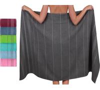 Betz Drap de Bain XXL Lines Grande Serviette de Plage ou à Sauna 100% Coton 90x180 cm Gris