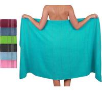 Betz Drap de Bain XXL Lines Grande Serviette de Plage ou à Sauna 100% Coton 90x180 cm Turquoise
