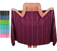 Betz Drap de Bain XXL Lines Grande Serviette de Plage ou à Sauna 100% Coton 90x180 cm Violet