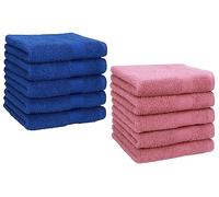 Betz Lot de 10 Serviettes débarbouillettes lavettes Taille 30x30 cm 100% Coton Premium Couleur Vieux Rose et Bleu Royal