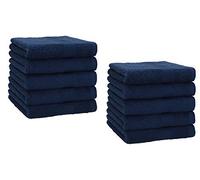 Betz Lot de 10 Serviettes débarbouillettes lavettes Taille 30x30 cm en 100% Coton Premium Couleur Bleu foncé