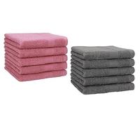 Betz Lot de 10 Serviettes d'invité Taille 30x50 cm 100% Coton Premium Couleur Vieux Rose et Gris Anthracite