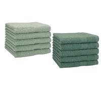 Betz Lot de 10 Serviettes d'invités Serviette invité Taille 30x50 cm en 100% Coton Premium Couleur Vert Foin et Vert Sapin