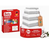 Betz Lot de 10 Serviettes Premium 100% Coton - 2 draps de Bain 70x140, 4 Serviettes 50x100, 2 essui-Mains 30x50, 2 Gants de Toilette - Tout en Tissu éponge Doux - Couleur Blanc et Gris argenté