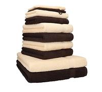Betz Lot de 10 Serviettes Set de 2 Serviettes de Bain 4 Serviettes de Toilette 2 Serviettes d'invité et 2 Gants de Toilette 100% Coton Premium Couleur Marron foncé, Beige