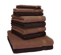 Betz Lot de 10 Serviettes Set de 2 Serviettes de Bain 4 Serviettes de Toilette 2 Serviettes d'invité et 2 Gants de Toilette 100% Coton Premium Couleur Marron foncé, Noisette