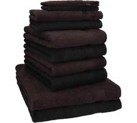Betz Lot de 10 Serviettes Set de 2 Serviettes, draps de Bain 4 Serviettes de Toilette 2 Serviettes d‘invité 2 Gants de Toilette 100% Coton Premium Couleur Marron foncé, Noir