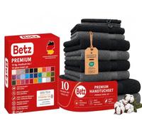 Betz Lot de 10 Serviettes Set de 2 Serviettes/draps de Bain 4 Serviettes de Toilette 2 Serviettes d'invité 2 Gants de Toilette 100% Coton Premium Couleur Gris Anthracite & Noir