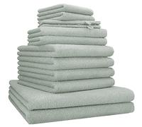Betz Lot de 12 pièces Berlin 100% Coton 2 Draps de Bain 4 Serviettes de Toilette 2 d'invité 2 lavettes 2 Gants de Toilette Couleur Jade - Berlin