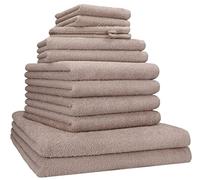 Betz Lot de 12 pièces Berlin 100% Coton 2 draps de Bain 4 Serviettes de Toilette 2 d'invité 2 lavettes 2 Gants de Toilette Couleur Cappuccino - Berlin