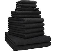 Betz Lot de 12 pièces Berlin 100% Coton 2 Draps de Bain 4 Serviettes de Toilette 2 d'invité 2 lavettes 2 Gants de Toilette Couleur Gris Graphite - Berlin