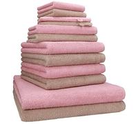 Betz Lot de 12 Serviettes Berlin 100% Coton 2 draps de Bain 4 Serviettes de Toilette 2 Serviettes d'invité 2 lavettes et 2 Gants Couleur Cappuccino - Lotus