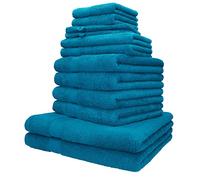 Betz Lot de 12 Serviettes Palermo Set de 2 draps de Bain 4 Serviettes de Toilette 2 Serviettes d'invité 2 lavettes 2 Gants de Toilette 100% Coton Couleur petrole