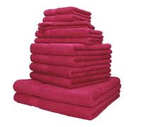 Betz Lot de 12 Serviettes Palermo Set de 2 draps de Bain 4 Serviettes de Toilette 2 Serviettes d'invité 2 lavettes 2 Gants de Toilette 100% Coton Couleur Rouge Canneberge