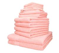 Betz Lot de 12 Serviettes Palermo Set de 2 draps de Bain 4 Serviettes de Toilette 2 Serviettes d'invité 2 lavettes 2 Gants de Toilette 100% Coton Couleur Abricot