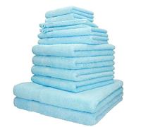 Betz Lot de 12 Serviettes Palermo Set de 2 draps de Bain 4 Serviettes de Toilette 2 Serviettes d'invité 2 lavettes 2 Gants de Toilette 100% Coton Couleur Turquoise
