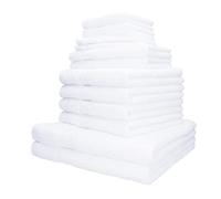 Betz Lot de 12 Serviettes Palermo Set de 2 draps de Bain 4 Serviettes de Toilette 2 Serviettes d'invité 2 lavettes 2 Gants de Toilette 100% Coton Couleur Blanc