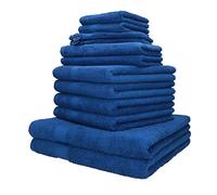 Betz Lot de 12 Serviettes Palermo Set de 2 draps de Bain 4 Serviettes de Toilette 2 Serviettes d'invité 2 lavettes 2 Gants de Toilette 100% Coton Couleur Bleu