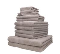 Betz Lot de 12 Serviettes Palermo Set de 2 draps de Bain 4 Serviettes de Toilette 2 Serviettes d'invité 2 lavettes 2 Gants de Toilette 100% Coton Couleur Gris Pierre