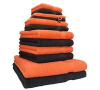 Betz Lot de 12 Serviettes Premium 2 draps de Bain 4 Serviettes de Toilette 2 Serviettes d'invité 2 lavettes 2 Gants de Toilette 100% Coton Couleur orangé Sang & Graphite