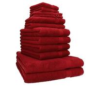 Betz Lot de 12 Serviettes Premium Set de 2 draps de Bain 4 Serviettes de Toilette 2 Serviettes d'invité 2 lavettes 2 Gants de Toilette 100% Coton Couleur Rouge Rubis