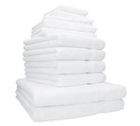 Betz Lot de 12 Serviettes Premium Set de 2 draps de Bain 4 Serviettes de Toilette 2 Serviettes d'invité 2 lavettes 2 Gants de Toilette 100% Coton Couleur Blanc
