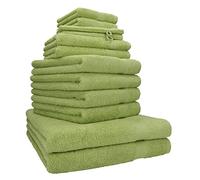 Betz Lot de 12 Serviettes Premium Set de 2 draps de Bain 4 Serviettes de Toilette 2 Serviettes d'invité 2 lavettes 2 Gants de Toilette 100% Coton Couleur Vert Avocat