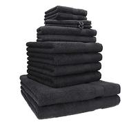 Betz Lot de 12 Serviettes Premium Set de 2 draps de Bain 4 Serviettes de Toilette 2 Serviettes d'invité 2 lavettes 2 Gants de Toilette 100% Coton Couleur Graphite