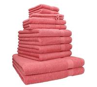 Betz Lot de 12 Serviettes Premium Set de 2 draps de Bain 4 Serviettes de Toilette 2 Serviettes d'invité 2 lavettes 2 Gants de Toilette 100% Coton Couleur Framboise