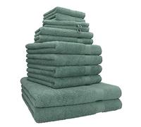 Betz Lot de 12 Serviettes Premium Set de 2 draps de Bain 4 Serviettes de Toilette 2 Serviettes d'invité 2 lavettes 2 Gants de Toilette 100% Coton Couleur Vert Sapin