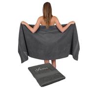 Betz Lot de 2 Serviettes à Sauna France 100% Coton dans Plusieurs Couleurs, Taille 80 x 200 cm Color Anthracite