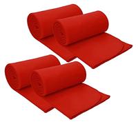 Betz Lot de 4 couvertures Polaires Plaids Taille 130x170 cm Couleur Rouge