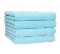 Betz Lot de 4 Serviettes de Bain draps de Bain Palermo 70 x 140 cm 100% Coton Couleur Turquoise