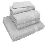 Betz Lot de 5 Serviettes Nice Pack 100% Coton 1 Serviette de Douche 2 Serviettes de Toilette 1 Serviette d'invité 1 Gant de Toilette Couleur argenté