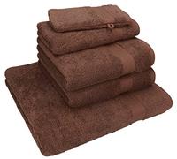 Betz Lot de 5 Serviettes Nice Pack 100% Coton 1 Serviette de Douche 2 Serviettes de Toilette 1 Serviette d'invité 1 Gant de Toilette Couleur Noisette