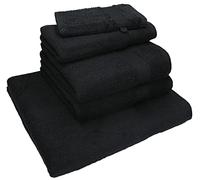 Betz Lot de 5 Serviettes Nice Pack 100% Coton 1 Serviette de Douche 2 Serviettes de Toilette 1 Serviette d'invité 1 Gant de Toilette Couleur Noir