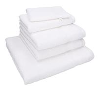 Betz Lot de 5 Serviettes Nice Pack 100% Coton 1 Serviette de Douche 2 Serviettes de Toilette 1 Serviette d'invité 1 Gant de Toilette Couleur Blanc