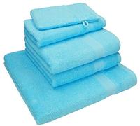 Betz Lot de 5 Serviettes Nice Pack 100% Coton 1 Serviette de Douche 2 Serviettes de Toilette 1 Serviette d'invité 1 Gant de Toilette Couleur Turquoise