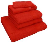 Betz Lot de 5 Serviettes Nice Pack 100% Coton 1 Serviette de Douche 2 Serviettes de Toilette 1 Serviette d'invité 1 Gant de Toilette Couleur Rouge