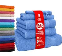 Betz Lot de 5 Serviettes Set de 1 Drap de Bain 2 Serviettes de Toilette 1 Serviette d'invité 1 Gant de Toilette 100% Coton Premium Color Bleu Clair