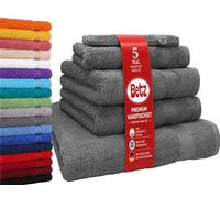 Betz Lot de 5 Serviettes Set de 1 Drap de Bain 2 Serviettes de Toilette 1 Serviette d'invité 1 Gant de Toilette 100% Coton Premium Color Anthracite