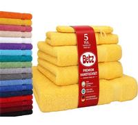 Betz Lot de 5 Serviettes Set de 1 Drap de Bain 2 Serviettes de Toilette 1 Serviette d'invité 1 Gant de Toilette 100% Coton Premium Color Jaune