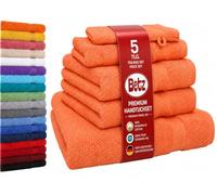 Betz Lot de 5 Serviettes Set de 1 Drap de Bain 2 Serviettes de Toilette 1 Serviette d'invité 1 Gant de Toilette 100% Coton Premium Color Orange