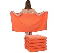 Betz Lot de 6 Serviettes de Douche draps de Bain draps de Plage Taille 70 x 140 cm Premium 100% Coton Couleur orangé Sang