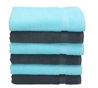 Betz Lot de 6 Serviettes de Toilette Palermo Taille 50x100 cm 100% Coton Couleur Anthracite et Turquoise