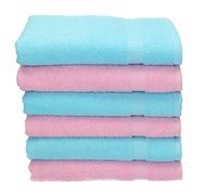 Betz Lot de 6 Serviettes de Toilette Palermo Taille 50x100 cm 100% Coton Couleur Rose et Turquoise