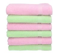 Betz Lot de 6 Serviettes de Toilette Palermo Taille 50x100 cm 100% Coton Couleur Vert et Rose