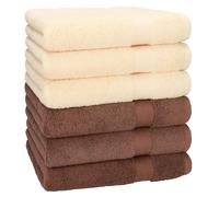 Betz Lot de 6 Serviettes de Toilette Premium 100% Coton Taille 50x100 cm Couleur Beige/Noisette