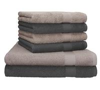 Betz Lot de 6 Serviettes Palermo Set de 2 draps de Bain 4 Serviettes de Toilette 100% Coton Couleur Anthracite - Gris Pierre